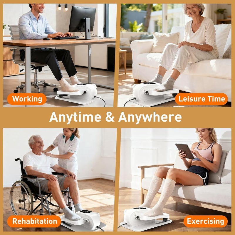 DamKee Under Desk Elliptical Exercise Machine, Electric Ellipse Leg Exerciser as Seen on TV, 15 Speeds Foot Exerciser While Sitting for Seniors, Portable Seated Pedal Exerciser for Home Office - Image 3